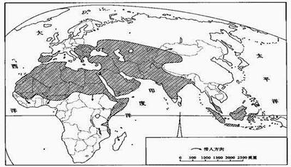 读中世纪穆斯林统治的地区图,回答12题