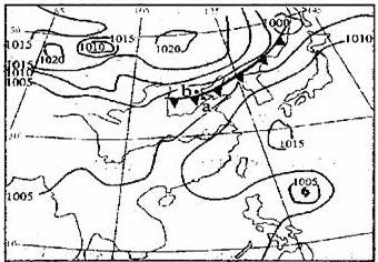 读某日08时地面天气图和文字信息某气象小组学生探讨天气图中a→b