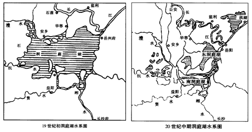 材料一:洞庭湖水系变迁图