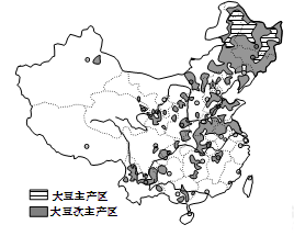 读中国大豆产区分布图,完成以下问题.