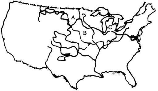 读美国东部农业区的分布图,完成下列各题.