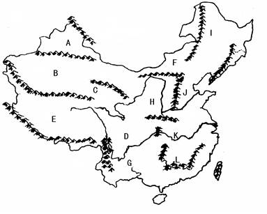 读"中国地形分布示意图",回答下列问题(9分).