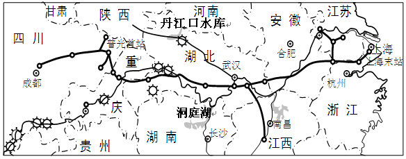 43 图为"川气东送工程干线分布及长江部分水电站分布示意图.