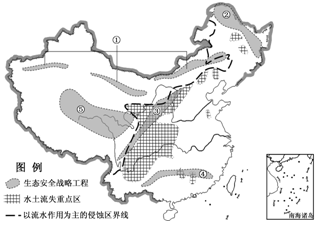 下图为我国水土流失重点区和生态安全战略工程分布示意图读图完成下列