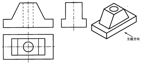 根据轴测图,补全三视图中缺少的图线.