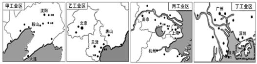 叙述正确的是(    ) a.甲为京津唐工业区 b.乙为珠江三角洲工业区 c.图片