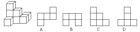 如图是由八个相同的小正方体组合而成的几何体,其俯视图是 ()