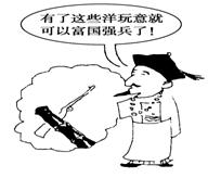 下图是一幅反映洋务运动的漫画.图中人物所说的这些"洋玩意"的含义是