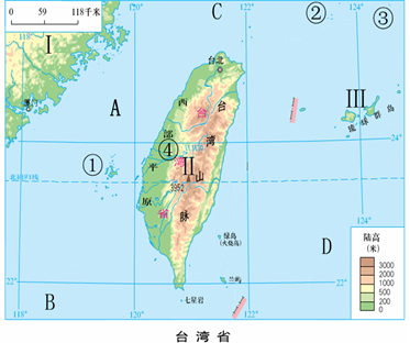 读"台湾省地图"完成下列各题