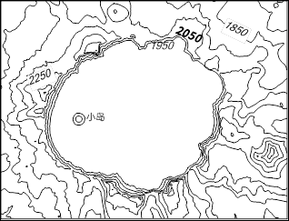 下图为位于美国太平洋沿岸一处火山口湖附近等高线图.