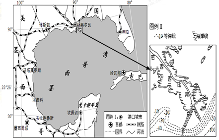 (28分)墨西哥湾海域油气资源丰富,海岸沙滩,湿地,生物