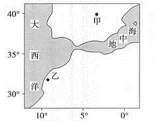 材料二直布罗陀海峡附近区域图(图中大西洋海域是世界优良渔场)