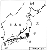 读日本地形图、富山市气温曲线和降水柱状图与日本工业分布图，回答下列问题。