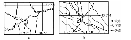 读汉水谷地(图a),江淮平原(图b)区域图,完成下列问题.