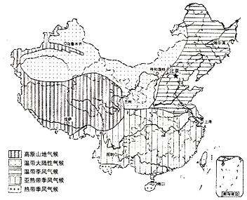 39   读我国气候类型的分布图,完成下列各题.