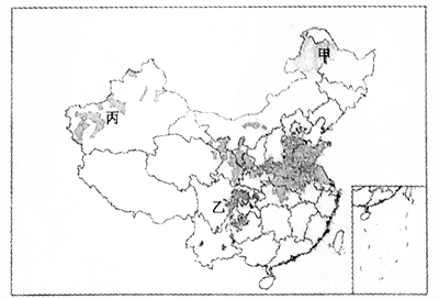 【题文】读我国某农作物优势产区分布图,完成下列问题.