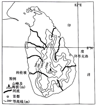 (1)据图分析斯里兰卡的地形特征.