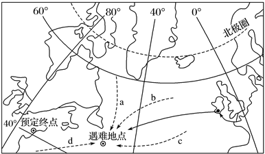 【推荐2】读"百年前泰坦尼克号邮轮航线(图中的实线箭头)示意图",完成