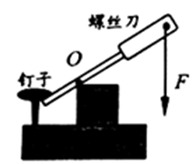 如图所示,用螺丝刀撬钉子,o为支点,画出动力f的力臂.