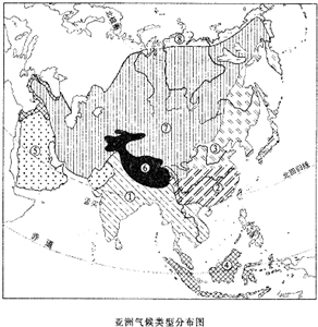 【推荐3】读亚洲气候类型分布图,回答下列问题.