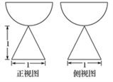 一个由半球和四棱锥组成的几何体,其三视图如图所示,则该几何体的体积