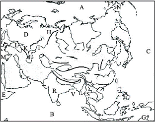 读"亚洲地形图",完成下列问题.