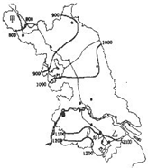 读"江苏省年平均降水量分布图"(如图所示),完成下题.