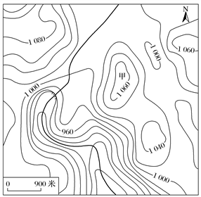 读我国西南某地等高线地形图(米),回答下列各题.
