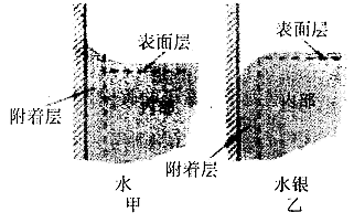 图甲为浸润现象,图乙为不浸润现象 b.