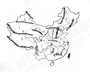 读中国地形图,完成下列问题盆地:1盆地2盆地高原:34:5