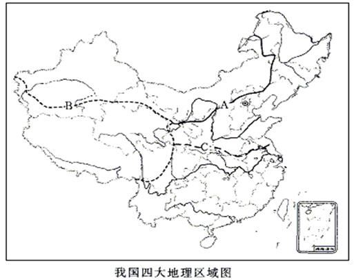 读"我国四大地理区域图,按要求完成下列各题