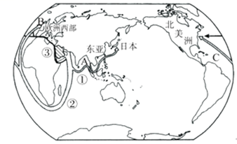 读"中东石油外运航线图,完成下列问题.