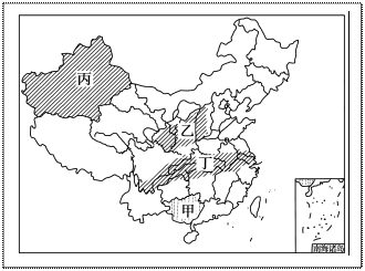 丁地区—土壤盐碱化 d.甲地区—土地石漠化8 .