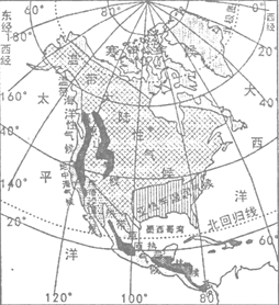 读北美洲气候分布图,回答下列问题.