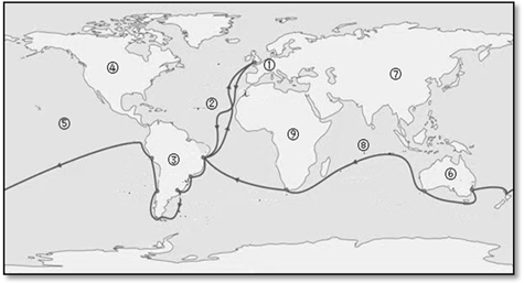 航行路线图标明时间地点贝格尔号贝格尔"号舰考察达尔文以博物学家阿