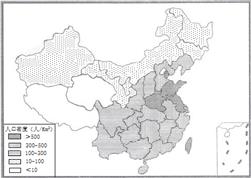 读中国人口密度分布图,完成下列各题.