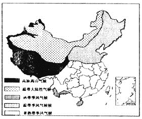 读下面我国气候类型分布图回答