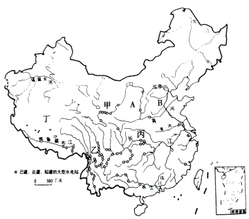 如下图为大型水电站分布图,读下图,回答下列问题.