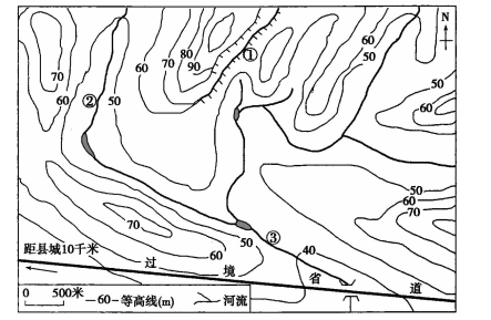 高中地理综合库 自然地理 地球和地图 地图 等高线地形图(2)某极限