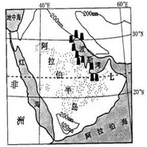 试卷详情 18 . 读下图"阿拉伯半岛位置和降水分布图",回答下列问题.