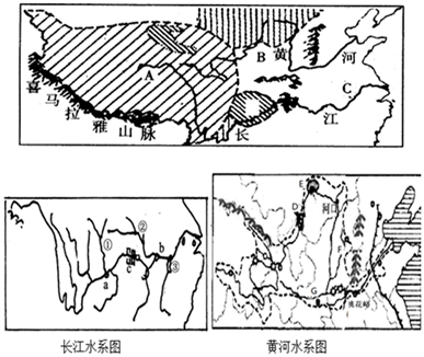 【推荐3】长江,黄河是中华民族的母亲河,读图回答下列问题.