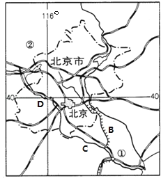 读北京市地形图完成下列各题.