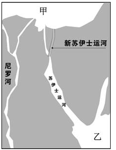 读苏伊士运河和新苏伊士运河示意图,回答下面小题.