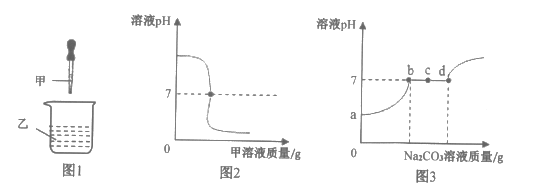 甲 乙分别是稀盐酸和ca Oh 2溶液 图2 表示甲和乙发生反应过程中溶液的ph变化曲线 图3表示取图1反应后的溶液 向其中滴加na2co3溶液 溶液ph变化曲线出卷组卷网