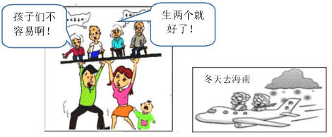 读两幅我国人口漫画,完成下列问题.