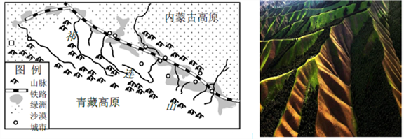 读"我国祁连山山麓绿洲分布示意图",回答下列各题.