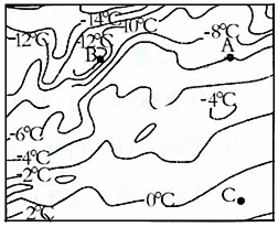 读某地等温线图,回答下列问题.