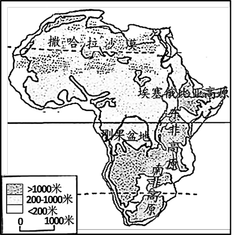 非洲 非洲的自然地理环境 非洲的气候  【小题1】非洲的地形特征是 a