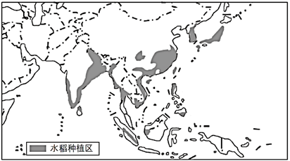 读亚洲水稻的主要分布地区图,完成下列问题.(1)亚洲业