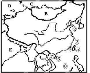 下图是中国空白政区图,读图回答下列问题.